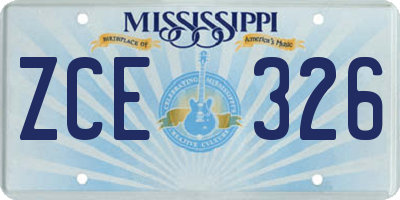 MS license plate ZCE326