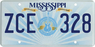 MS license plate ZCE328