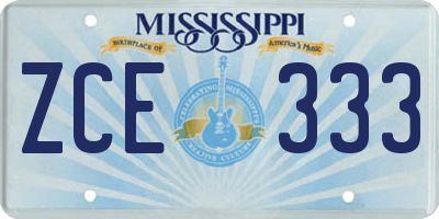 MS license plate ZCE333