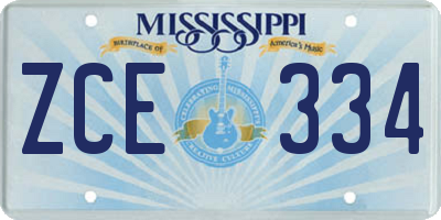 MS license plate ZCE334