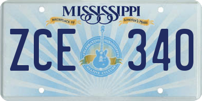 MS license plate ZCE340