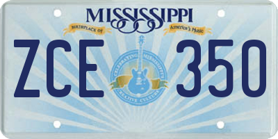 MS license plate ZCE350