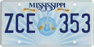 MS license plate ZCE353