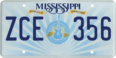 MS license plate ZCE356