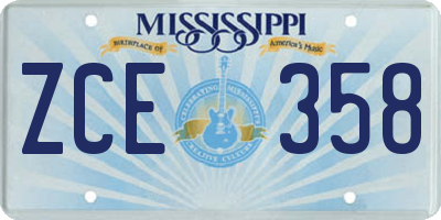 MS license plate ZCE358