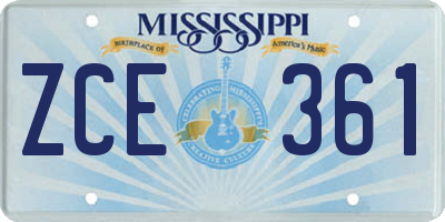 MS license plate ZCE361