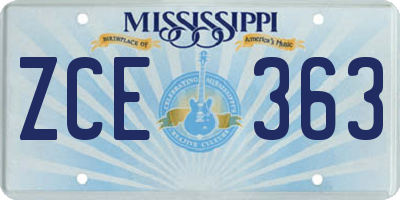 MS license plate ZCE363