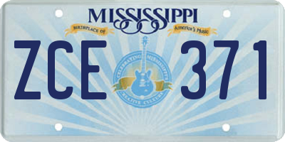 MS license plate ZCE371