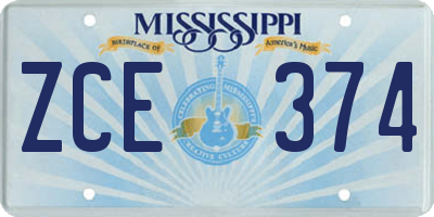 MS license plate ZCE374