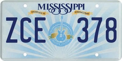 MS license plate ZCE378
