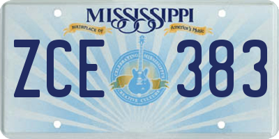 MS license plate ZCE383