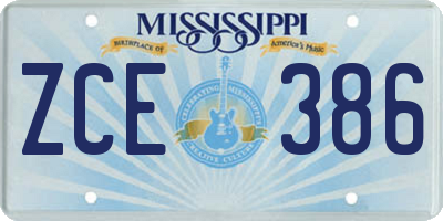 MS license plate ZCE386