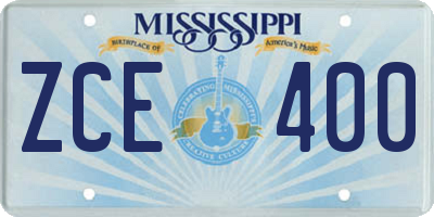 MS license plate ZCE400