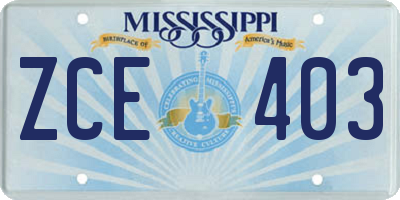 MS license plate ZCE403