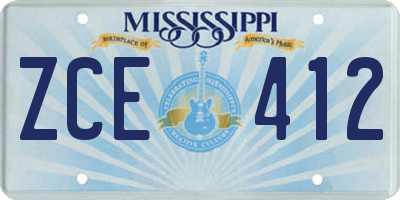 MS license plate ZCE412