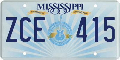 MS license plate ZCE415