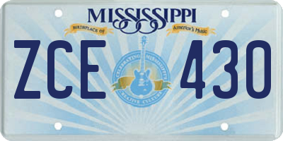 MS license plate ZCE430