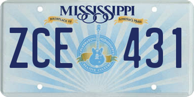 MS license plate ZCE431