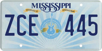 MS license plate ZCE445