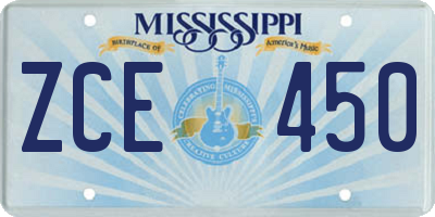 MS license plate ZCE450
