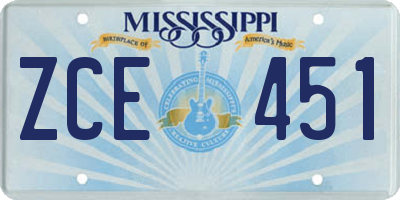 MS license plate ZCE451