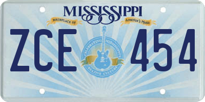 MS license plate ZCE454