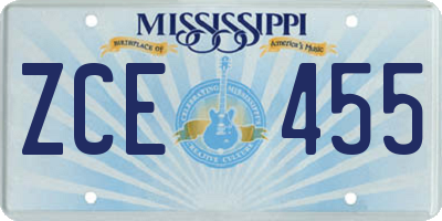 MS license plate ZCE455