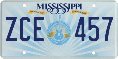 MS license plate ZCE457