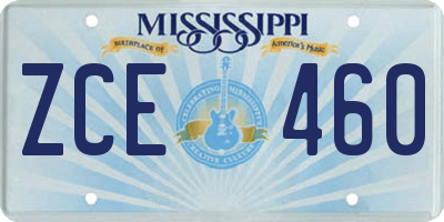 MS license plate ZCE460