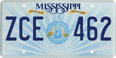 MS license plate ZCE462
