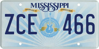 MS license plate ZCE466