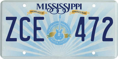MS license plate ZCE472