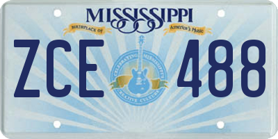 MS license plate ZCE488