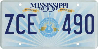 MS license plate ZCE490