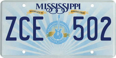 MS license plate ZCE502