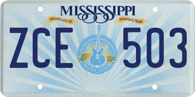 MS license plate ZCE503