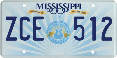 MS license plate ZCE512
