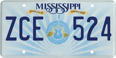 MS license plate ZCE524