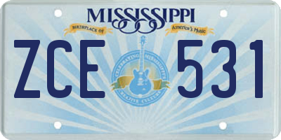 MS license plate ZCE531