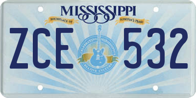 MS license plate ZCE532
