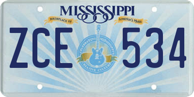 MS license plate ZCE534