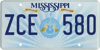 MS license plate ZCE580