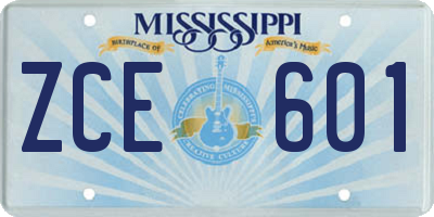 MS license plate ZCE601