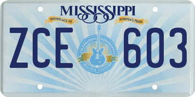 MS license plate ZCE603