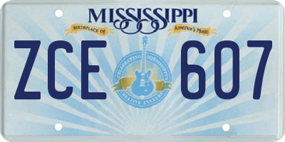 MS license plate ZCE607