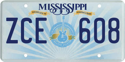 MS license plate ZCE608