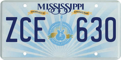 MS license plate ZCE630