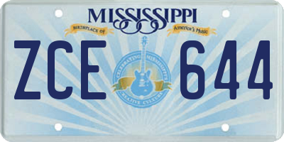 MS license plate ZCE644