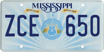 MS license plate ZCE650