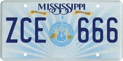 MS license plate ZCE666